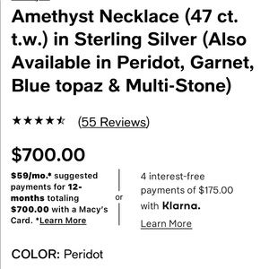 Peridot Necklace and Peridot Wedding Band SZ 7.